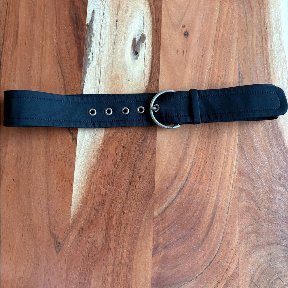 Gucci Black Belt with Silver-Tone Ring Buckle - Picture 2 of 5